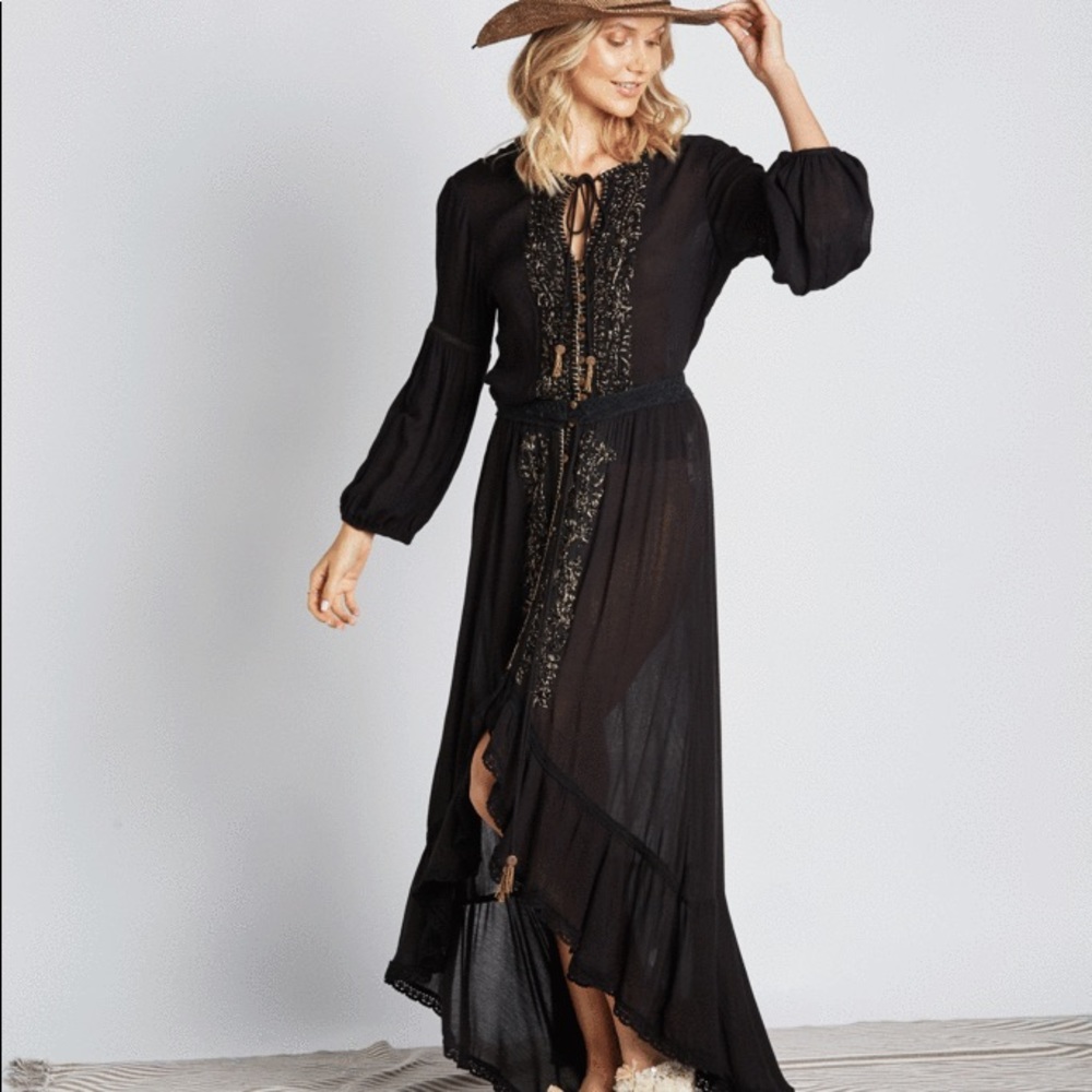 Z&L black crochet duster/maxi dress